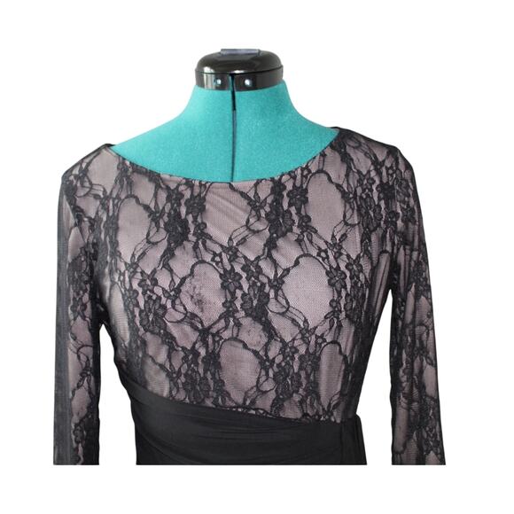 American Living Black Lace Overlay Sheath Dress Women Size 4 - Picture 4 of 9